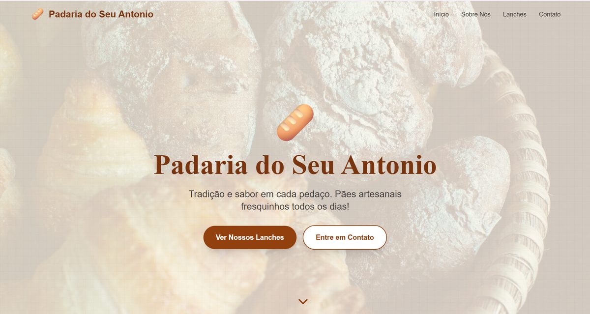 Prévia do site da Padaria do Seu Antonio